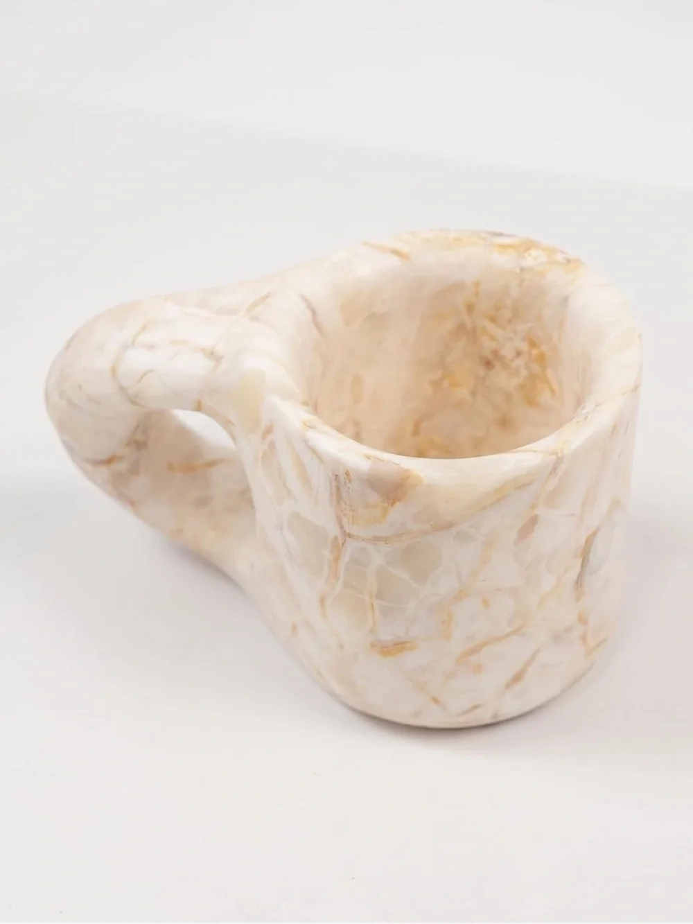 Marble Effect Stone Mug - Cream & Gold Veining